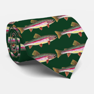 Rainbow Trout Fish Painting for Fishermen Anglers Tie