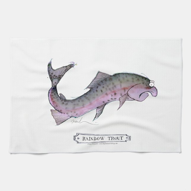 Rainbow Trout fish, tony fernandes Tea Towel (Horizontal)