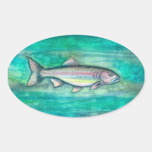 Rainbow Trout Fish Watercolor Art Stickers