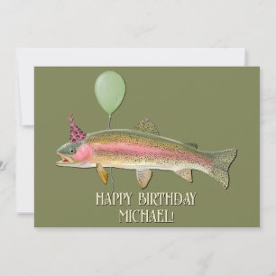 Rainbow Trout Fishing Birthday Holiday Card