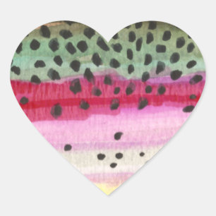 Rainbow Trout Fishing Heart Sticker