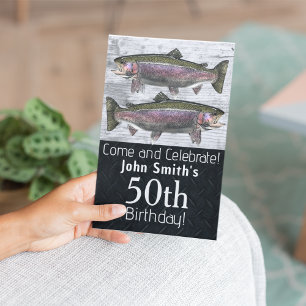 Rainbow Trout Fishing Outdoors Birthday Invitation