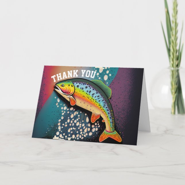 Rainbow Trout Fishing Thank You Card Personalised (Front)