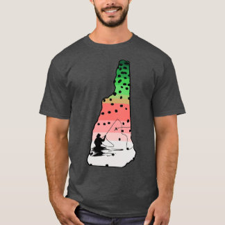 Rainbow Trout Fly Fish New Hampshire State Map Fly T-Shirt