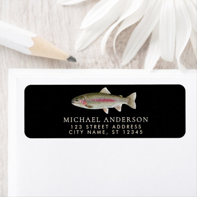 Rainbow Trout - Fly Fisherm Return Address Label   (Insitu)