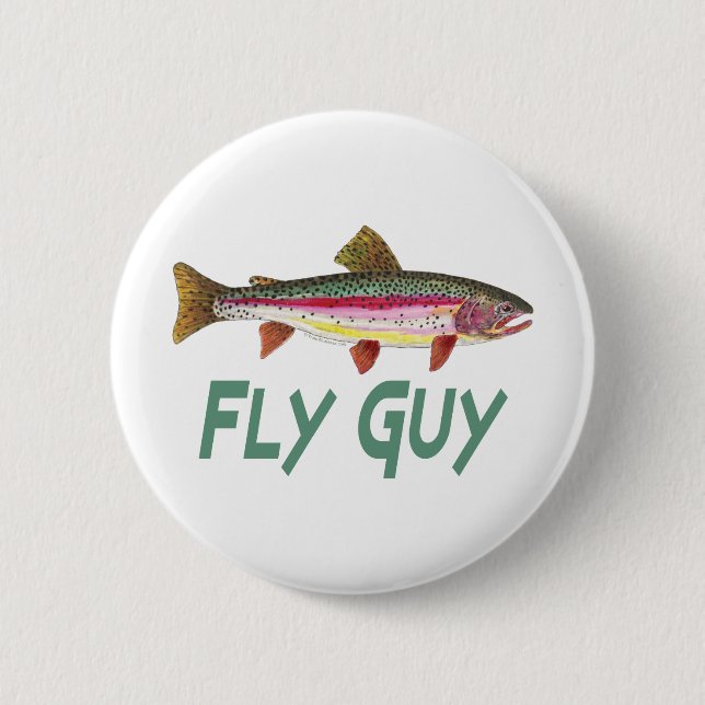 Rainbow Trout Fly FIshing 6 Cm Round Badge (Front)