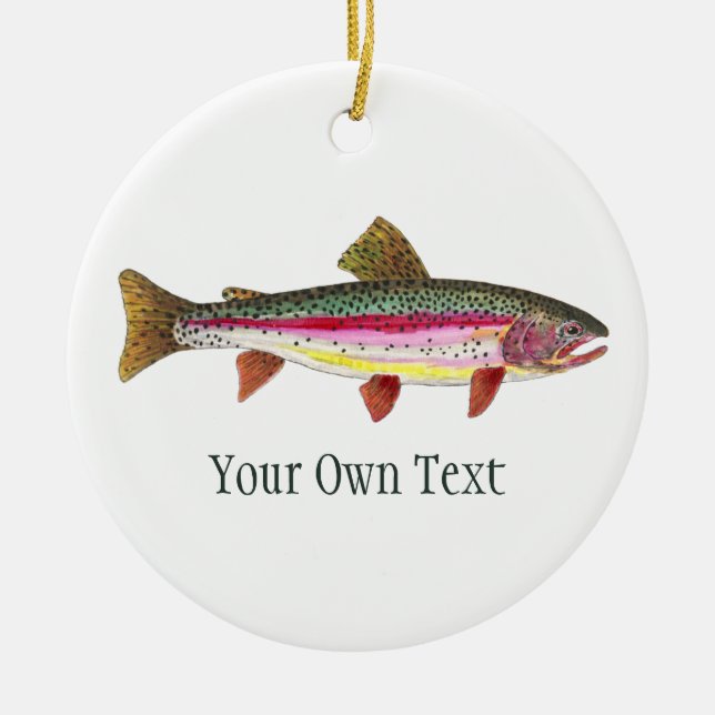 Rainbow Trout Fly Fishing, Angling, Ichthyology Ceramic Tree Decoration (Front)