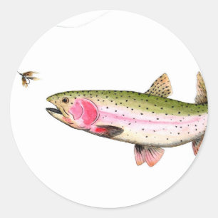 Rainbow Trout Fly Fishing Classic Round Sticker