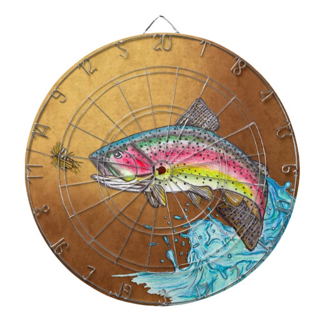Rainbow Trout Fly Fishing Dart Board (Front)