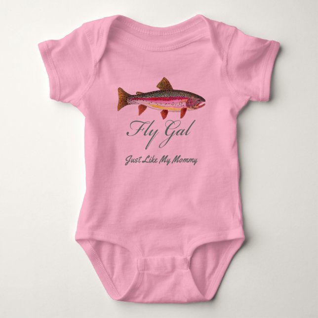 Rainbow Trout Fly Fishing Girl's Baby Bodysuit (Front)