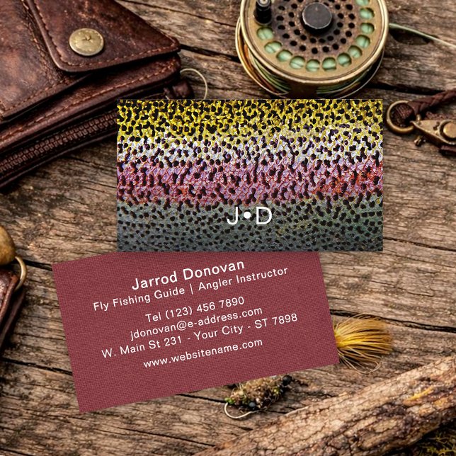Rainbow Trout Fly Fishing Instructor Outdoor Guide Business Card (Creator Uploaded)
