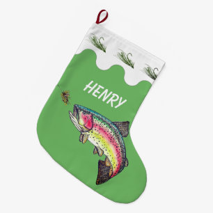 Rainbow Trout Fly Fishing Large Christmas Stocking