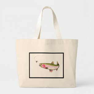 Rainbow Trout Fly Fishing Large Tote Bag