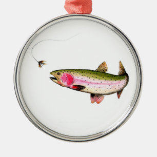 Rainbow Trout Fly Fishing Metal Ornament