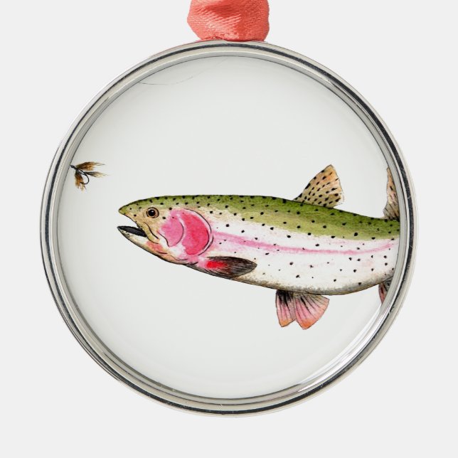 Rainbow Trout Fly Fishing Metal Tree Decoration (Front)