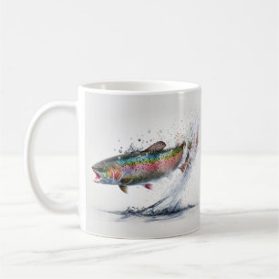 Rainbow Trout Fly Fishing Monogram Coffee Mug