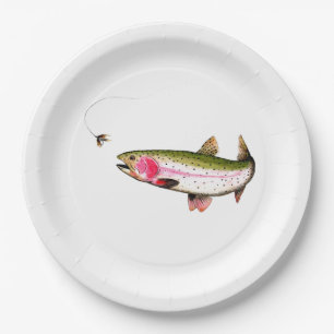 Rainbow Trout Fly Fishing Paper Plate