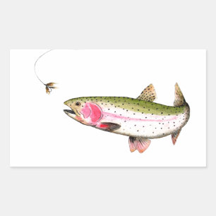 Rainbow Trout Fly Fishing Rectangular Sticker