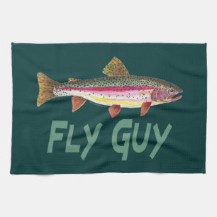 Rainbow Trout Fly FIshing Tea Towel