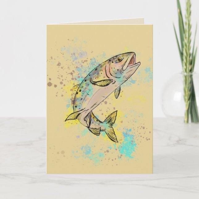 Rainbow Trout Folded Blank Card (Front)