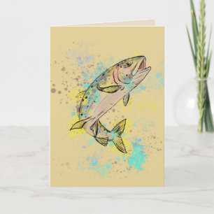 Rainbow Trout Folded Blank Card