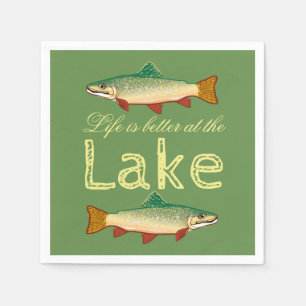 Rainbow Trout Green Life is better at the Lake Napkin