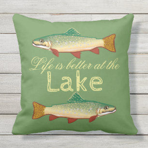 Rainbow Trout   Life is better at the Lake Outdoor Cushion