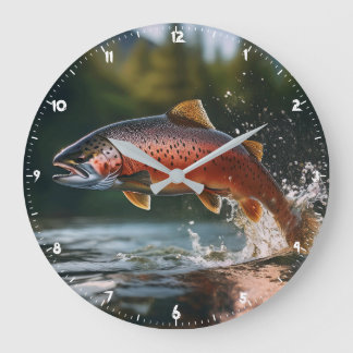 Rainbow Trout On The Hunt  Large Clock