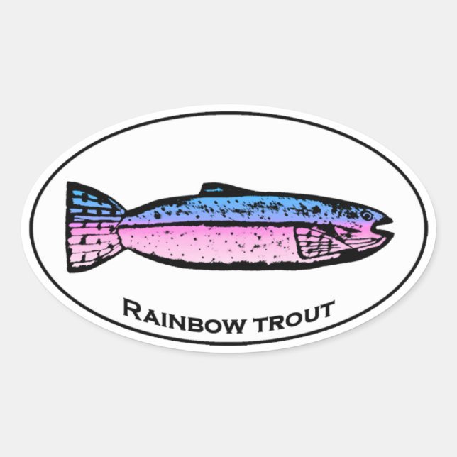 Rainbow Trout Oval Logo Oval Sticker (Front)