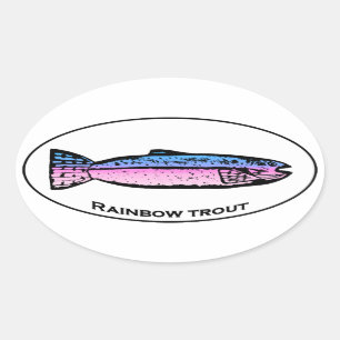 Rainbow Trout Oval Logo Oval Sticker
