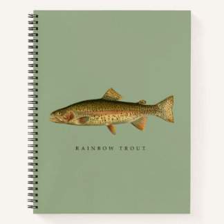 Rainbow Trout Sage Green Spiral Notebook