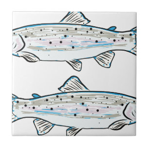 Rainbow Trout Sketch Ceramic Tile