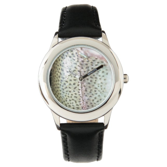 Rainbow trout skin,  fly fishing watch (Front)