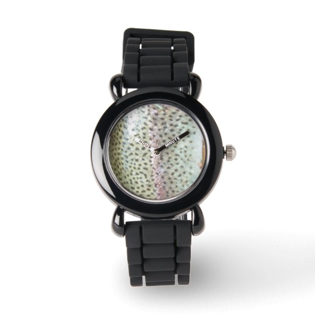Rainbow trout skin,  fly fishing watch (Front)
