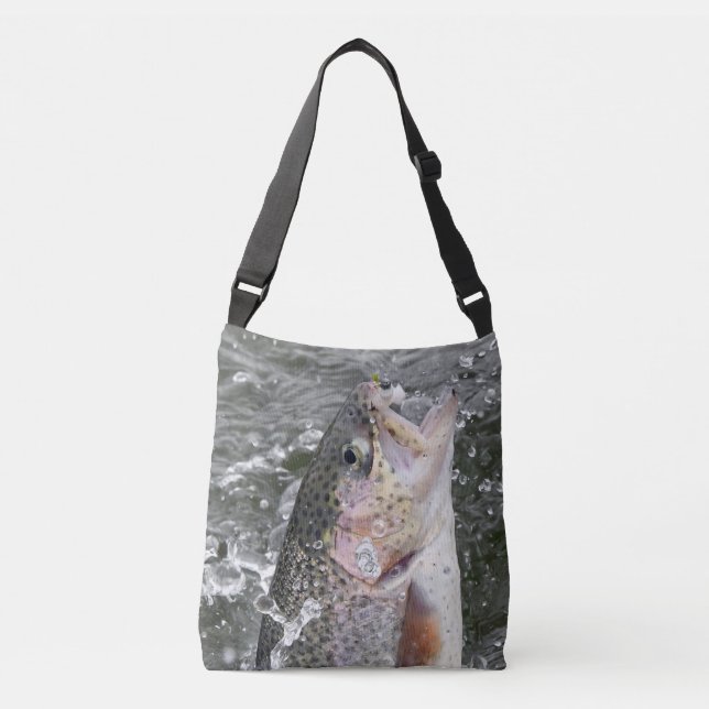 Rainbow Trout Takes The Bait Crossbody Bag (Front)