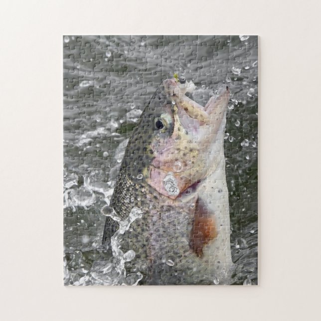 Rainbow Trout Takes The Bait Jigsaw Puzzle (Vertical)