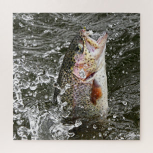 Rainbow Trout Takes The White Worm Fishing Jigsaw Puzzle