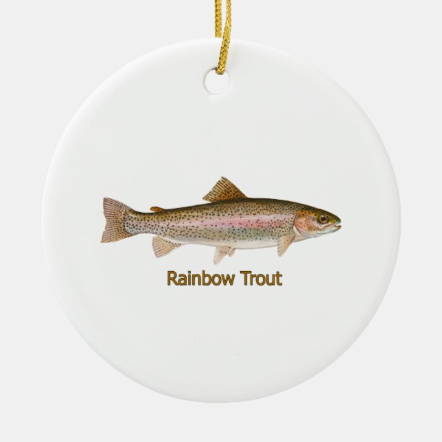 Rainbow Trout (titled) Ceramic Tree Decoration (Front)