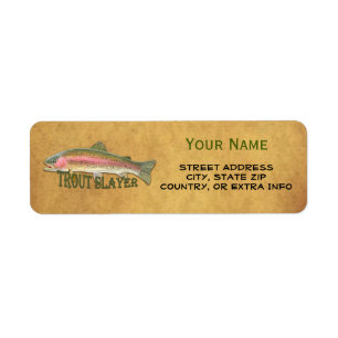 Rainbow Trout Vintage Paper Return Address Label