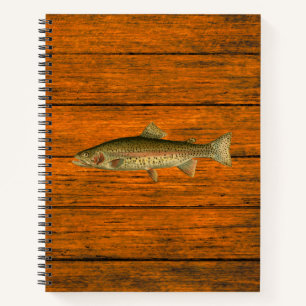 Rainbow Trout Wood Grain Spiral Notebook