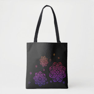 Rainbow Tumbling Dice Mandala Tote Bag