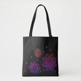 Rainbow Tumbling Dice Mandala Tote Bag