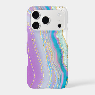 *~* Rainbow Turquoise Agate Gold Glitter Pastel