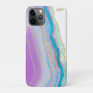 *~* Rainbow Turquoise Agate Gold Glitter Pastel iPhone 11 Pro Case