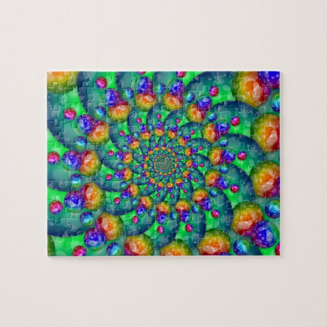 Rainbow Turquoise Bokeh Fractal Jigsaw Puzzle (Horizontal)