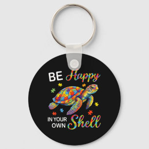 Rainbow Turtle Be Happy in Own Shell Autism Key Ring