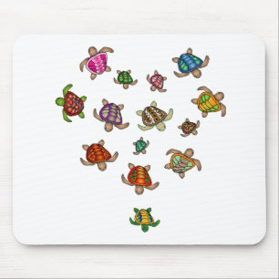 Rainbow Turtle Heart Mousepad