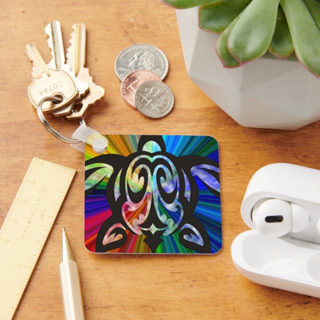 Rainbow Turtle Keychain (Desk)