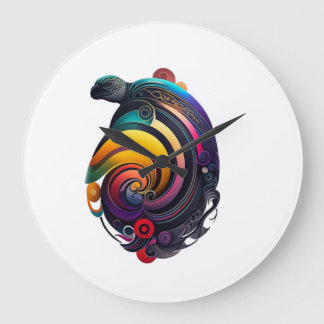 Rainbow Turtle Large Clock