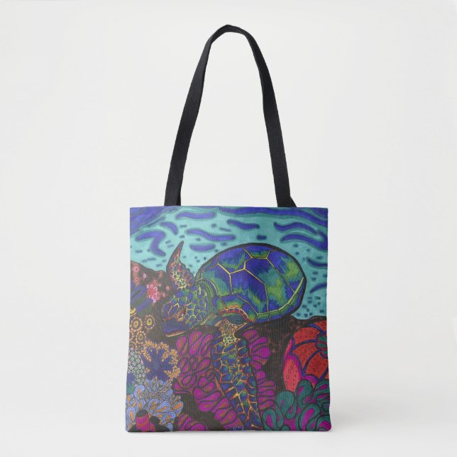 Rainbow Turtle Tote Bag (Front)